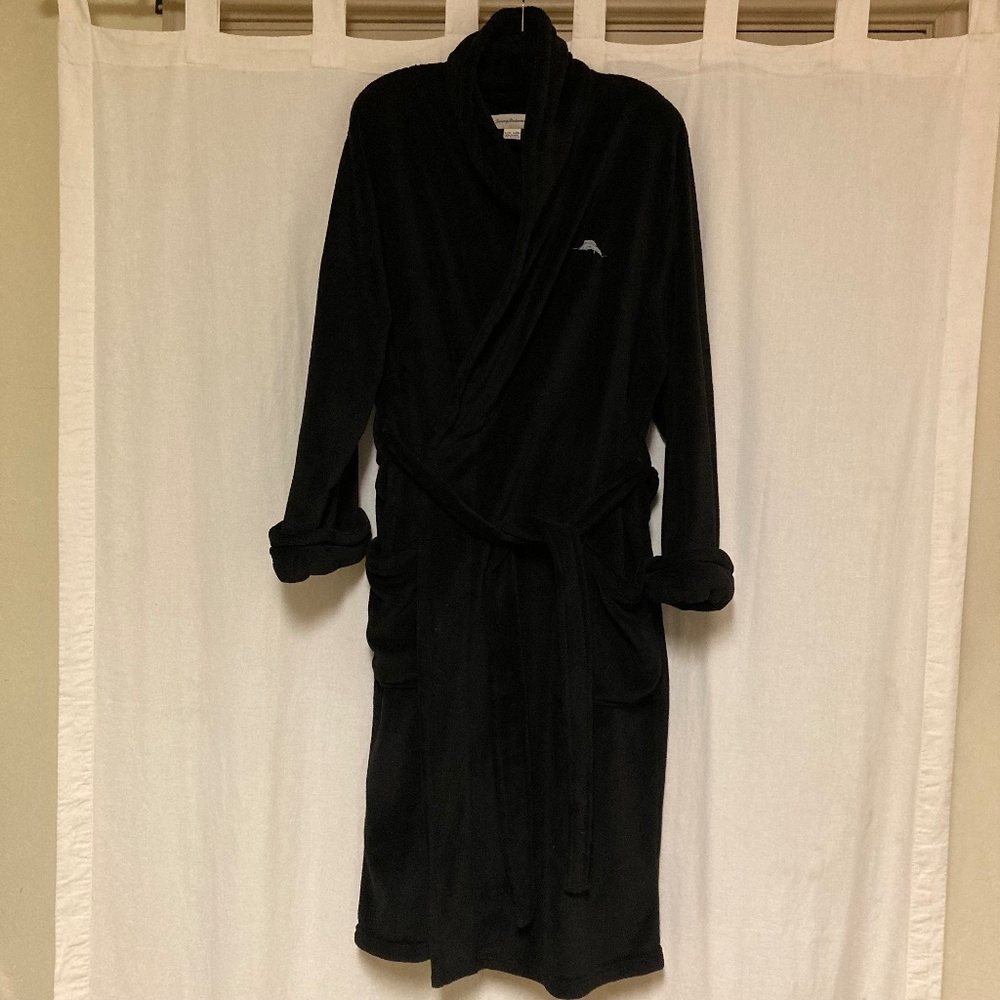 TOMMY BAHAMA Men's Black Plush Robe L/XL